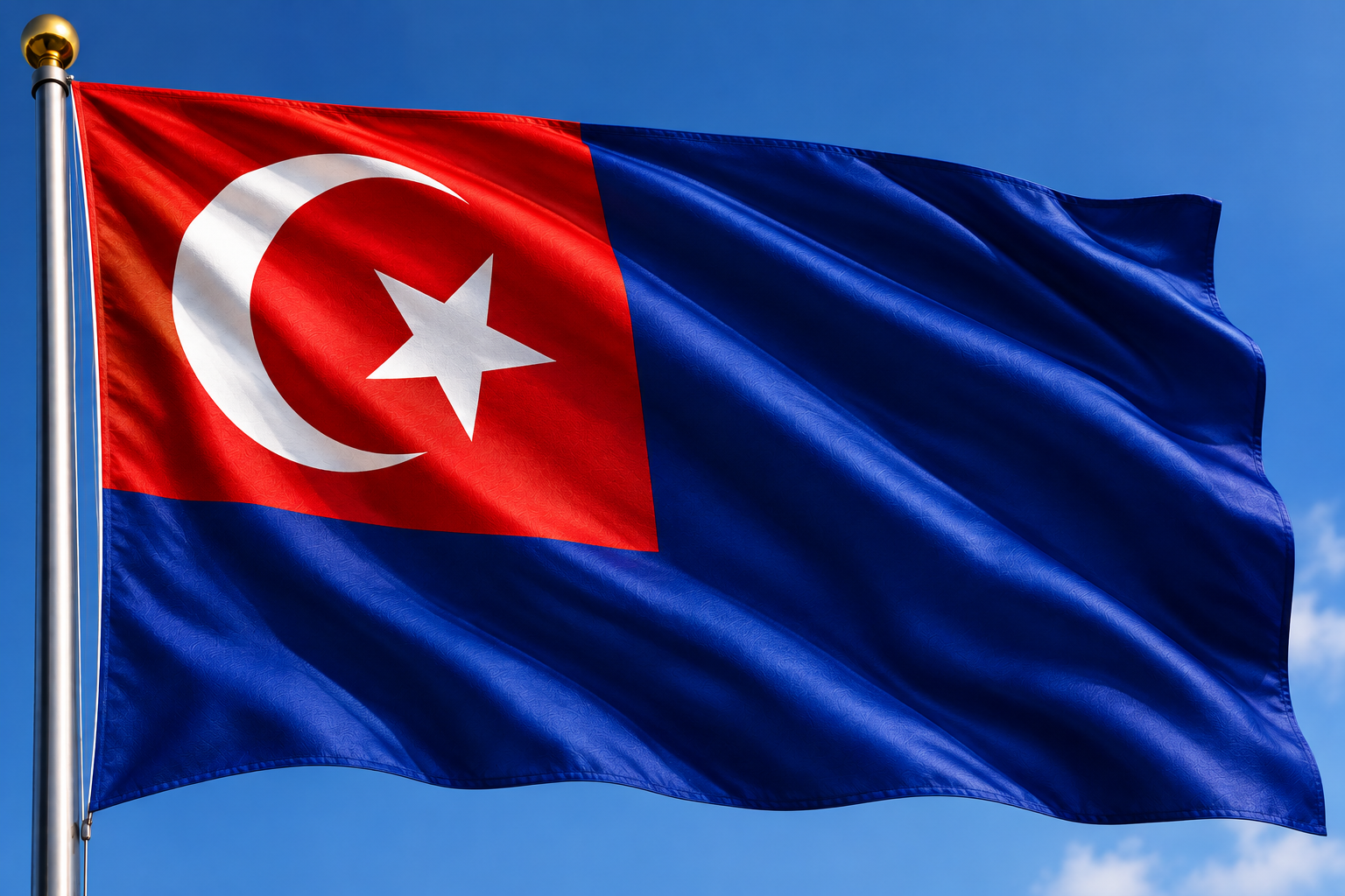 Johor Flag Billowing in Sunlight